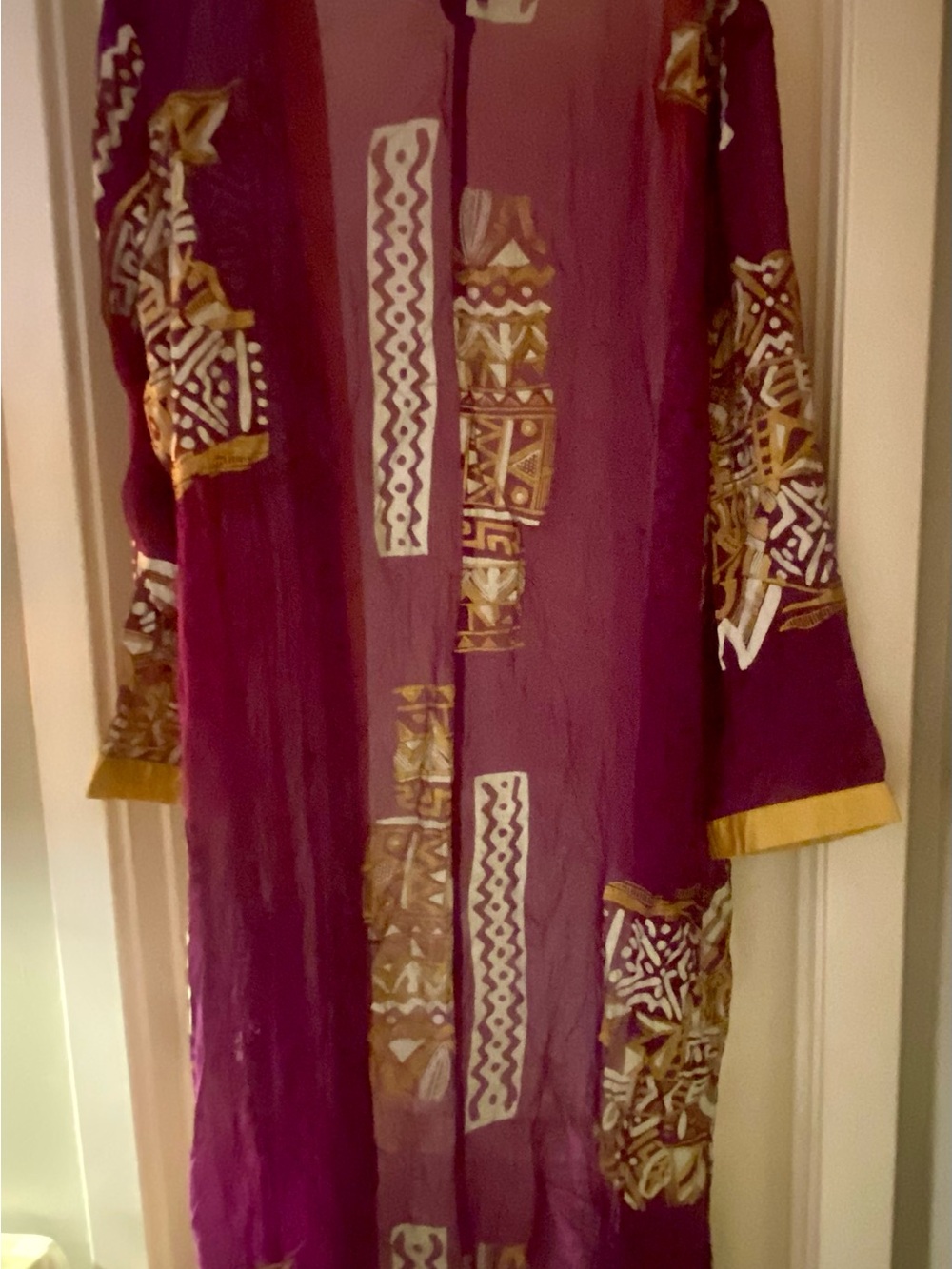 Ashro women’s church clothes Purpl/gold  Printed Long Sleeve Women's Dress